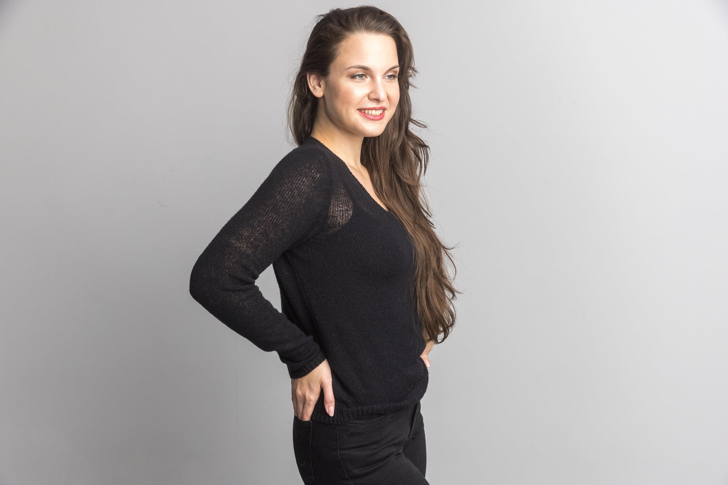 Strickset: Klassischer Pullover aus edler Baby Alpaka Wolle mit Seide - Beemohr