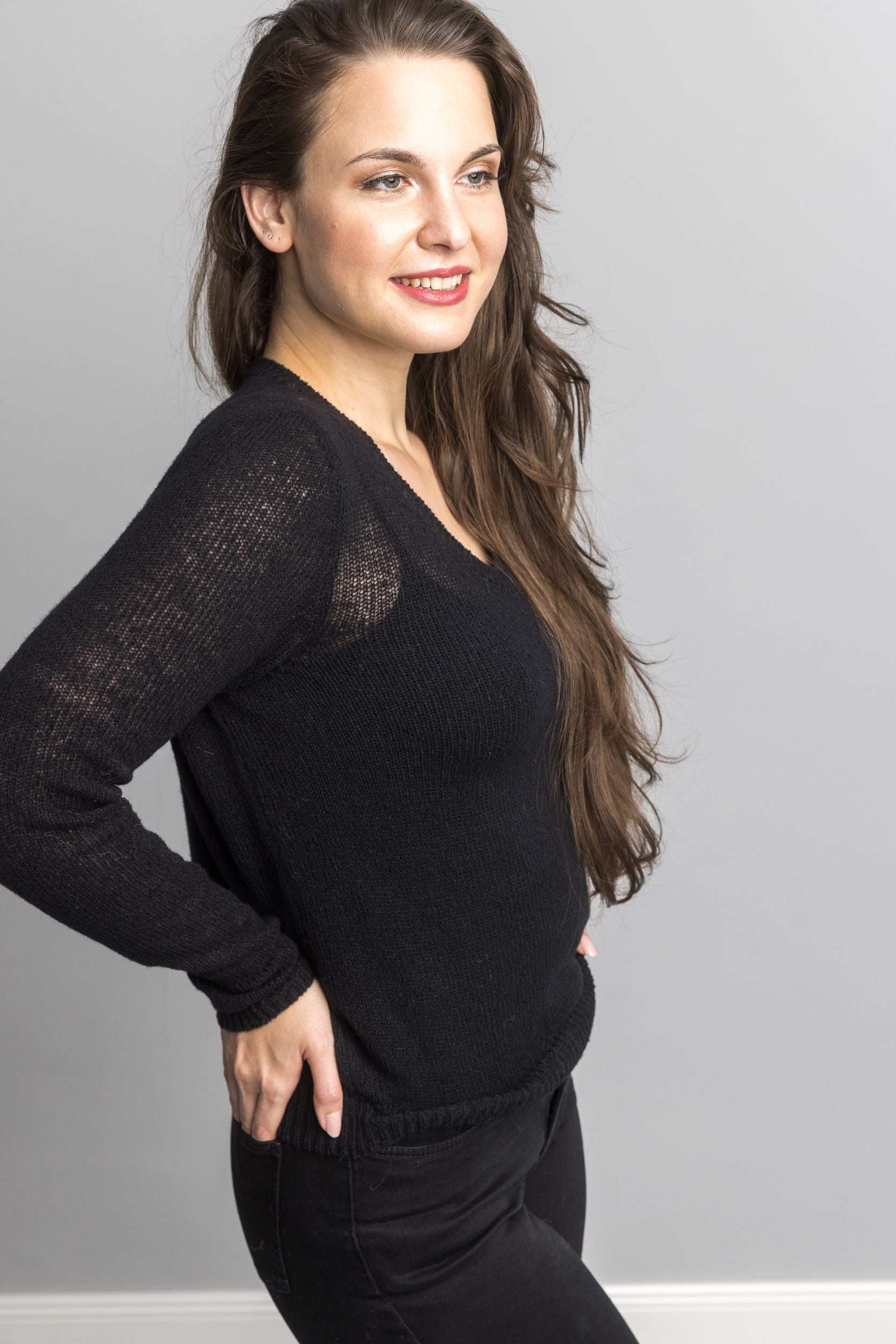 Strickset: Klassischer Pullover aus edler Baby Alpaka Wolle mit Seide - Beemohr