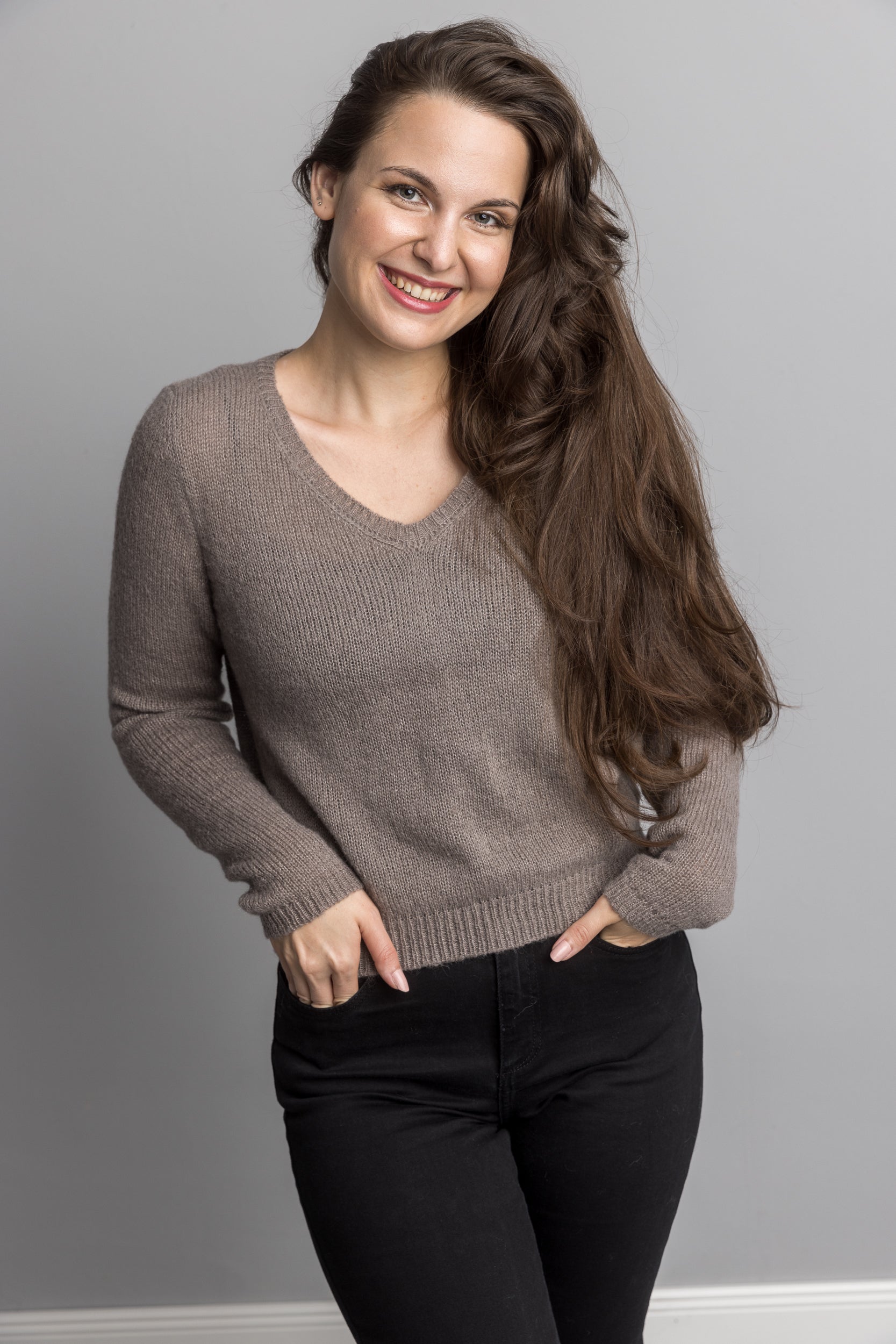 Edler Pullover aus weichem Baby Alpaka in rehbraun - Beemohr