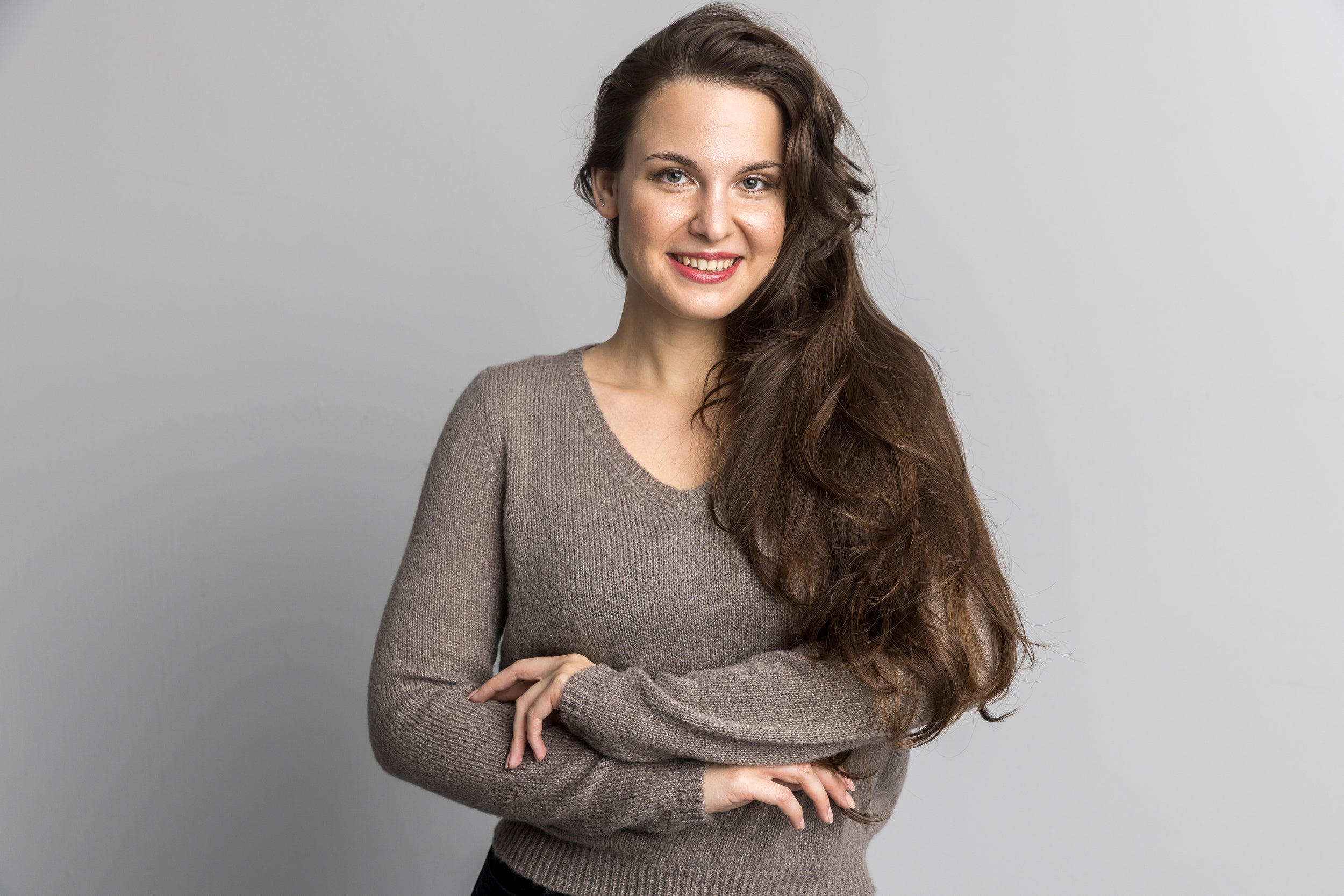 Edler Pullover aus weichem Baby Alpaka in rehbraun - Beemohr