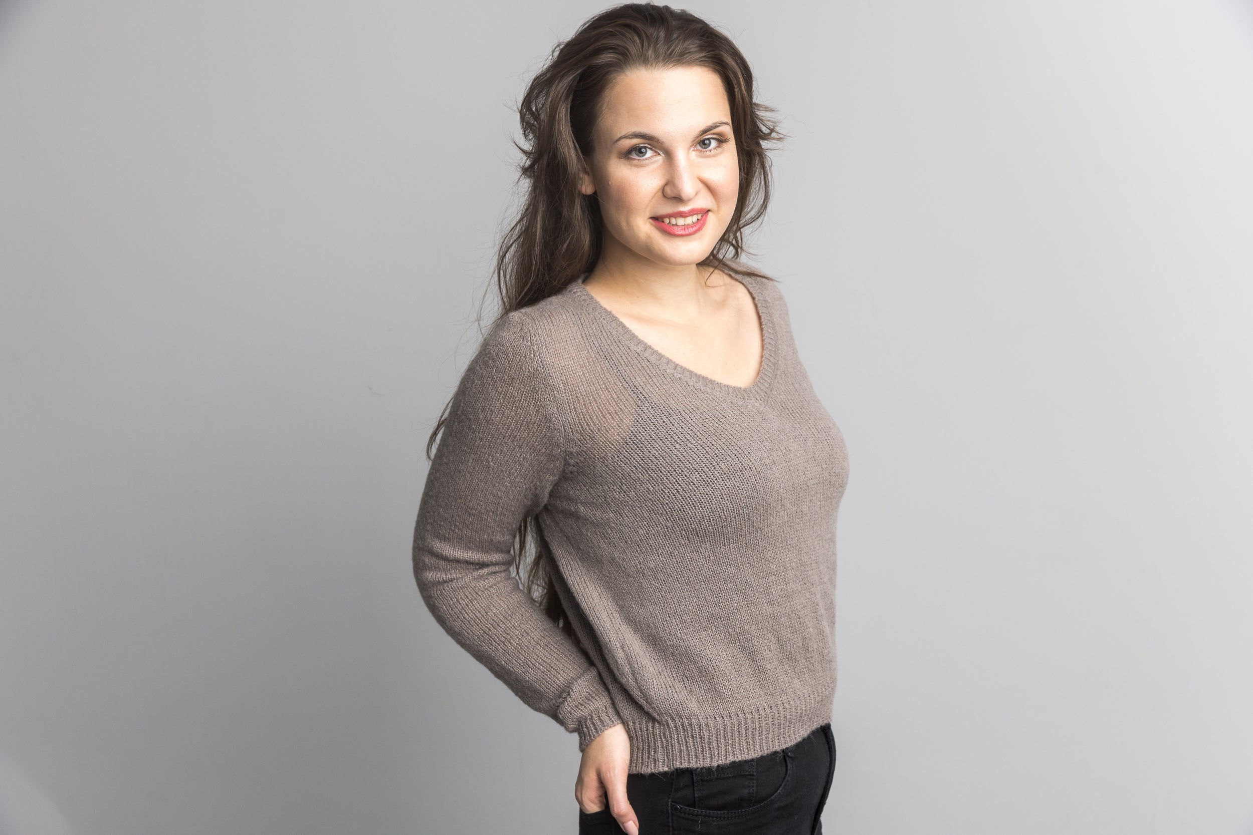 Edler Pullover aus weichem Baby Alpaka in rehbraun - Beemohr