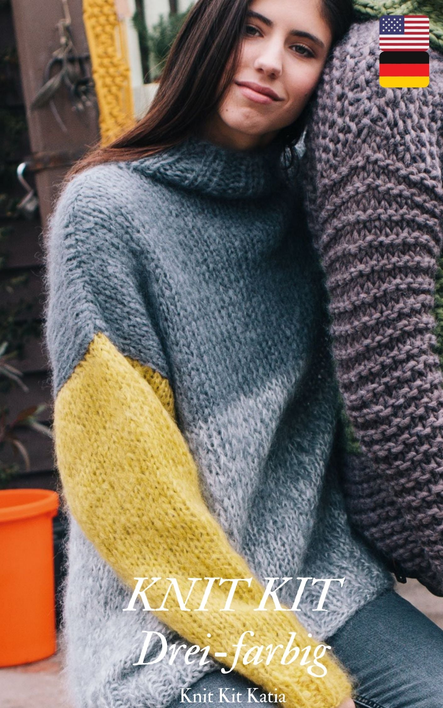 KNIT KIT: 3-farbiger Strickpullover aus Mohair INGENUA - Beemohr