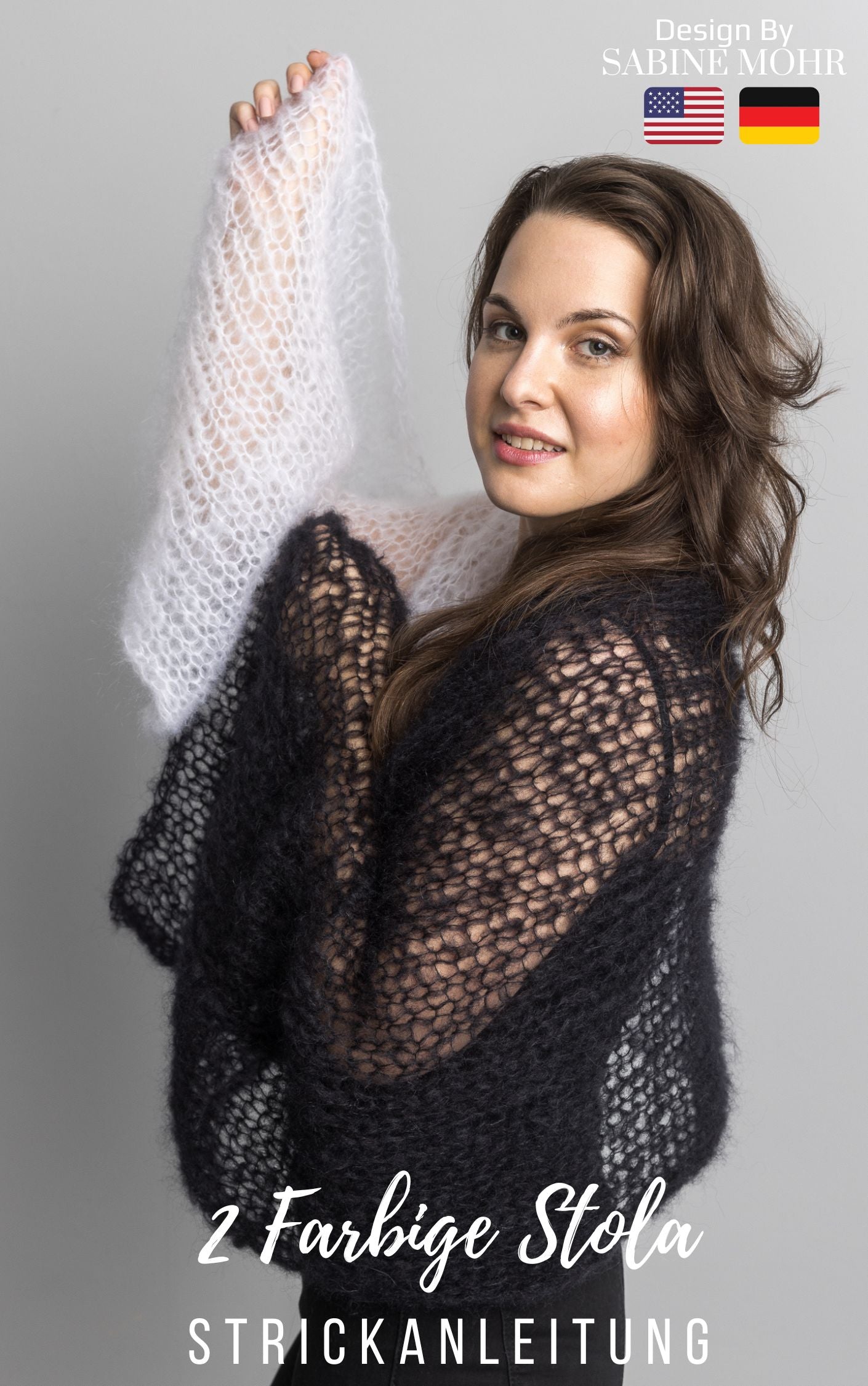 Knitting pattern for a stole in two colors