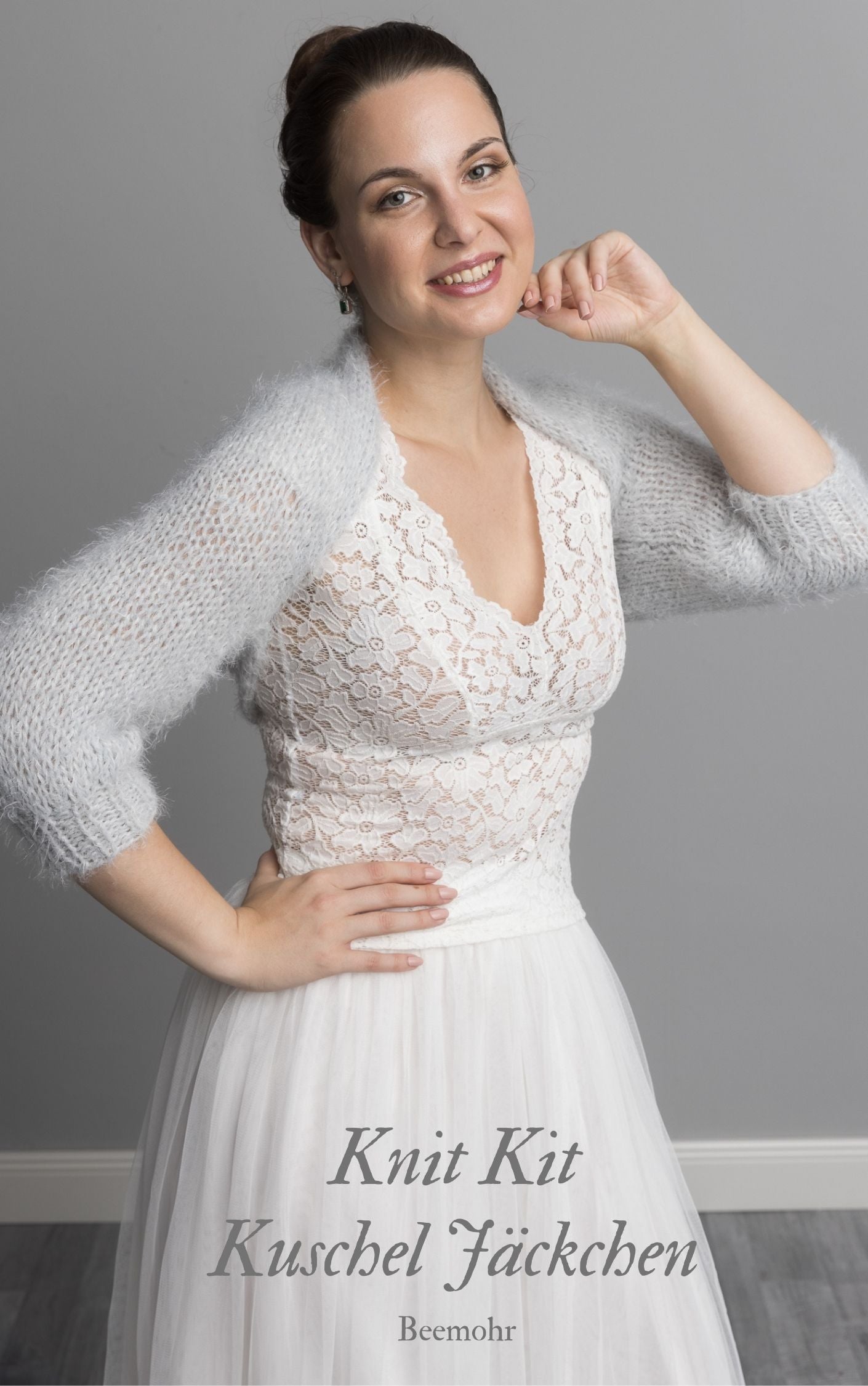Knit Kit: Flauschiger Bolero DUST mit 3/4 Arm kuschelig weich - Beemohr