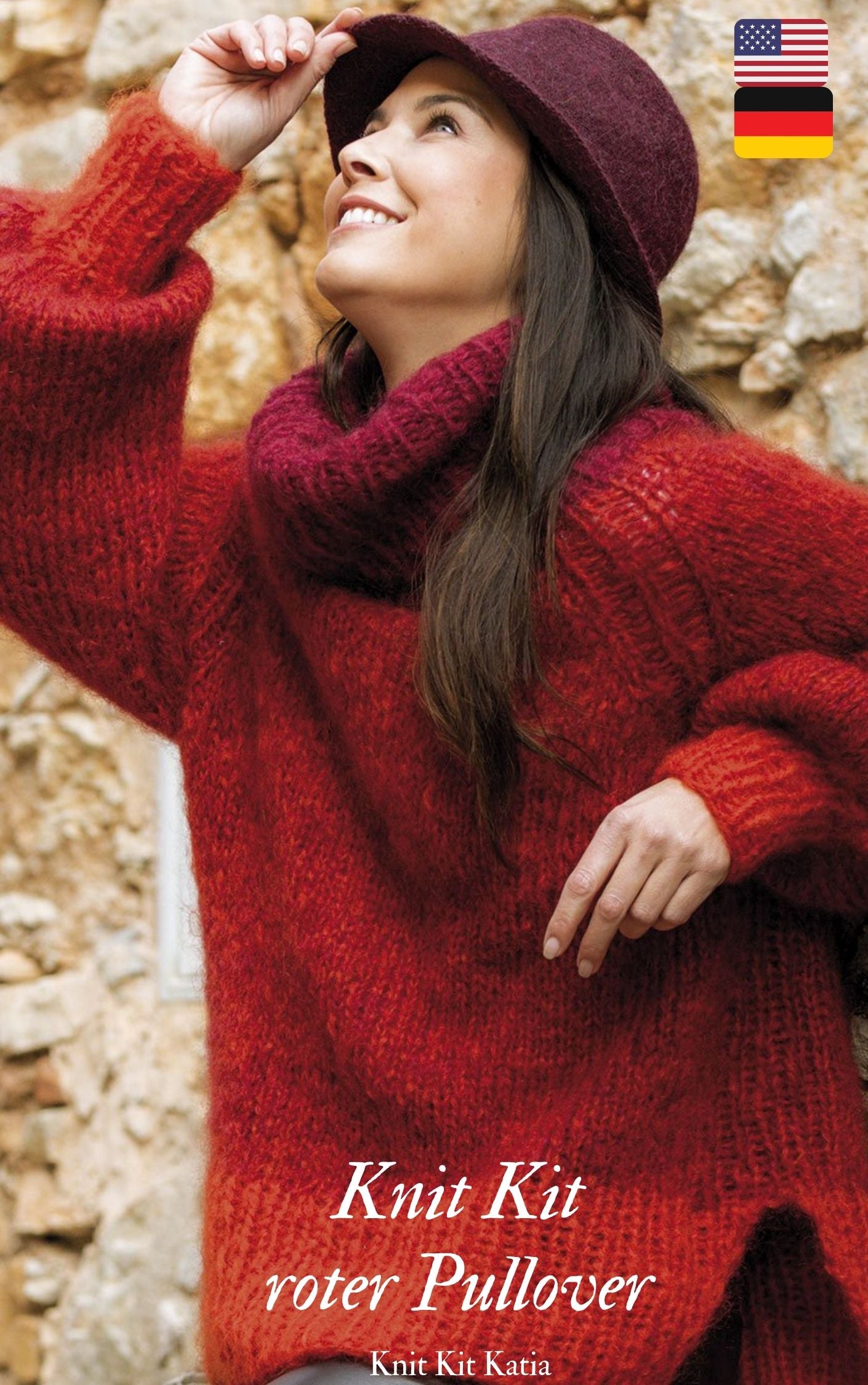 KNIT KIT: Roter weiter Kuschelpullover von KATIA - Beemohr
