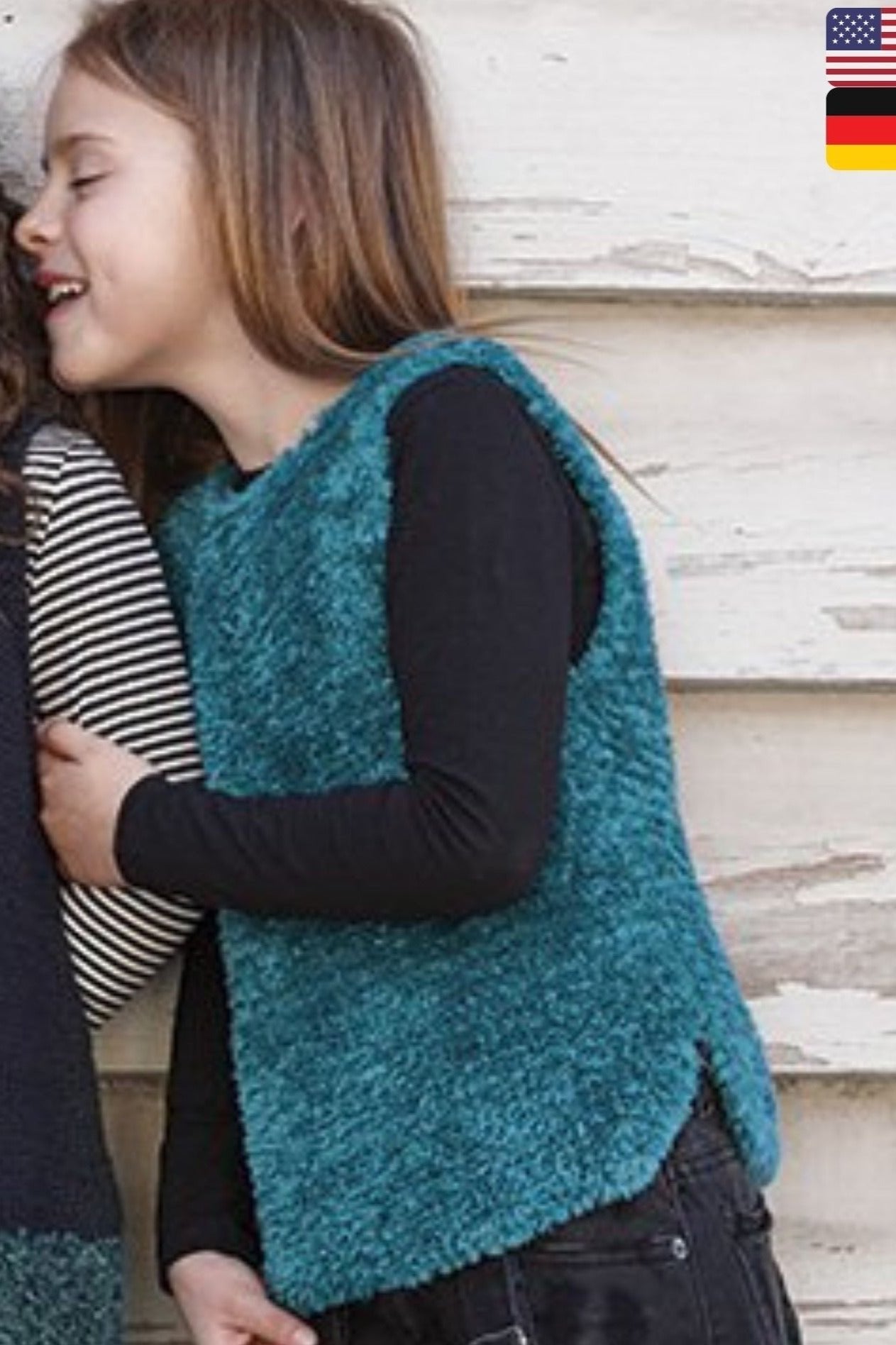 Strickset für eine Kuschelweste aus Velour Wolle von Katia - Beemohr