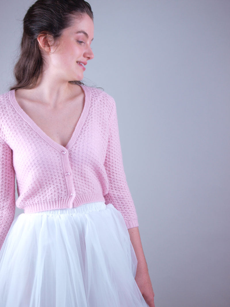 For You: Lace Strickjacke LARA mit 3/4 Arm für Hochzeitskleider und Röcke aus Kaschmir gestrickt - Beemohr