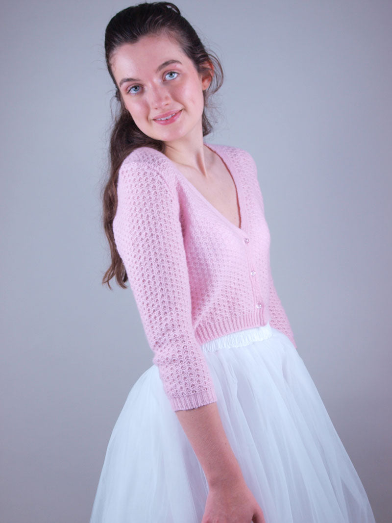 For You: Lace Strickjacke LARA mit 3/4 Arm für Hochzeitskleider und Röcke aus Kaschmir gestrickt - Beemohr