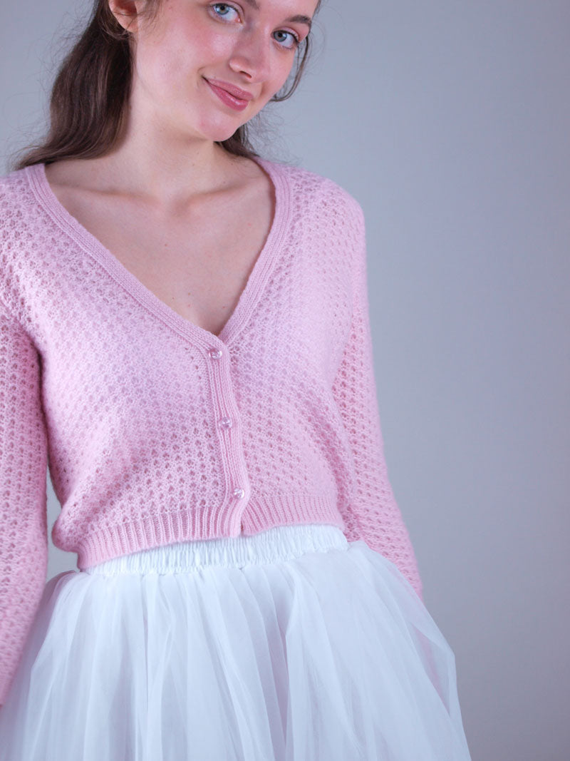 For You: Lace Strickjacke LARA mit 3/4 Arm für Hochzeitskleider und Röcke aus Kaschmir gestrickt - Beemohr