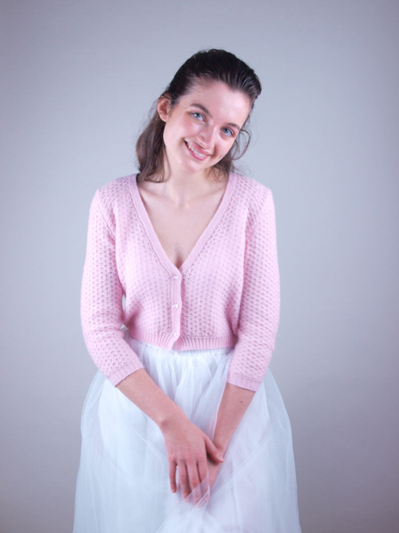 For You: Lace Strickjacke LARA mit 3/4 Arm für Hochzeitskleider und Röcke aus Kaschmir gestrickt - Beemohr