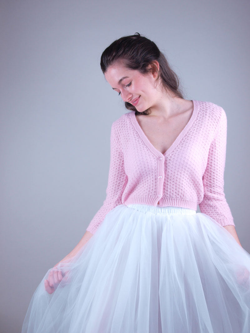 For You: Lace Strickjacke LARA mit 3/4 Arm für Hochzeitskleider und Röcke aus Kaschmir gestrickt - Beemohr