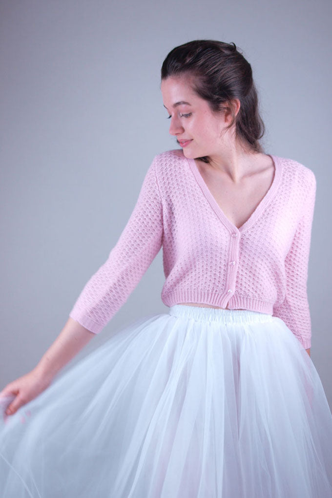 For You: Lace Strickjacke LARA mit 3/4 Arm für Hochzeitskleider und Röcke aus Kaschmir gestrickt - Beemohr