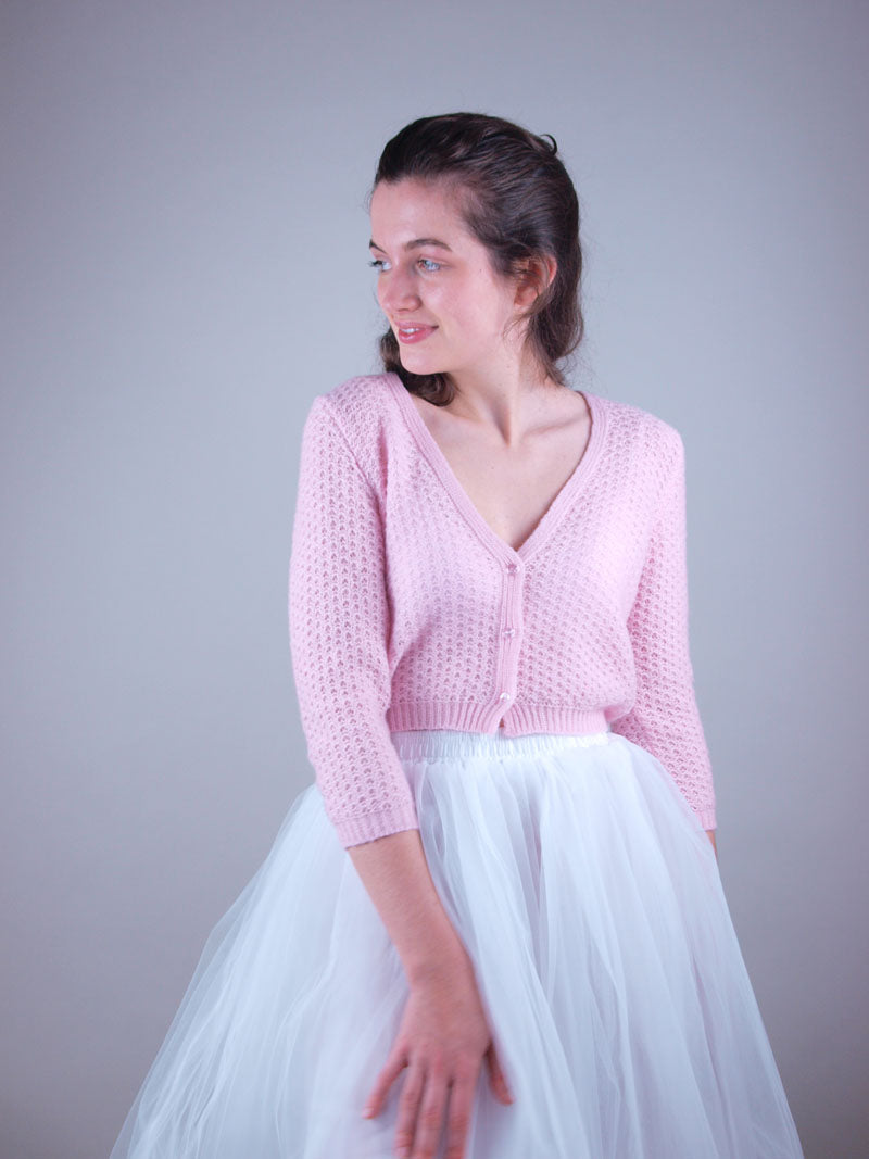 For You: Lace Strickjacke LARA mit 3/4 Arm für Hochzeitskleider und Röcke aus Kaschmir gestrickt - Beemohr