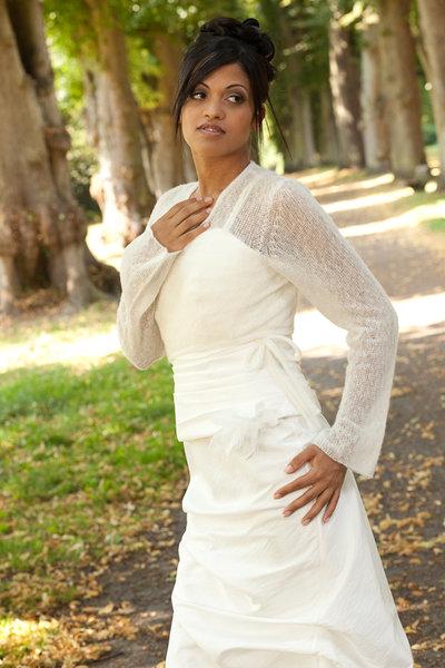 Lange Bolero Jacke zum Wickeln MAJA aus KASCHMIR mit weitem Arm - Beemohr