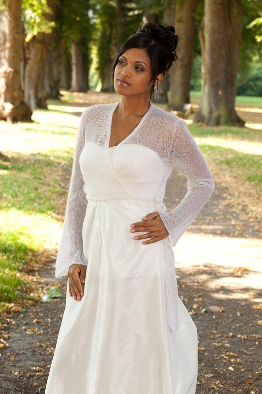 Lange Bolero Jacke zum Wickeln MAJA aus KASCHMIR mit weitem Arm - Beemohr