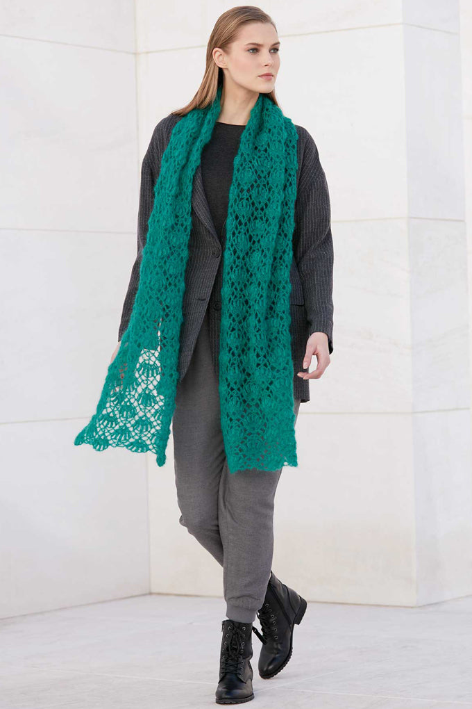 Lace Schal gehäkelt aus Mohair mit Seide von Katia - Beemohr