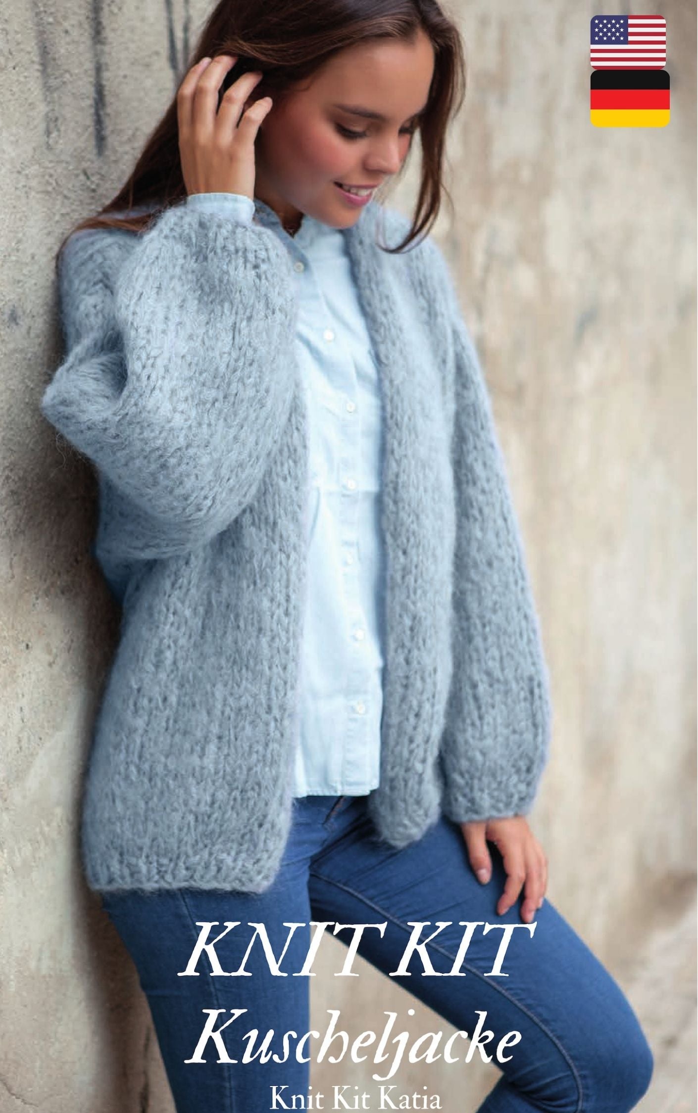 KNIT KIT: Mohair Jacke INGENUA super Dick im Strickset mit Strickanleitung von KATIA - Beemohr