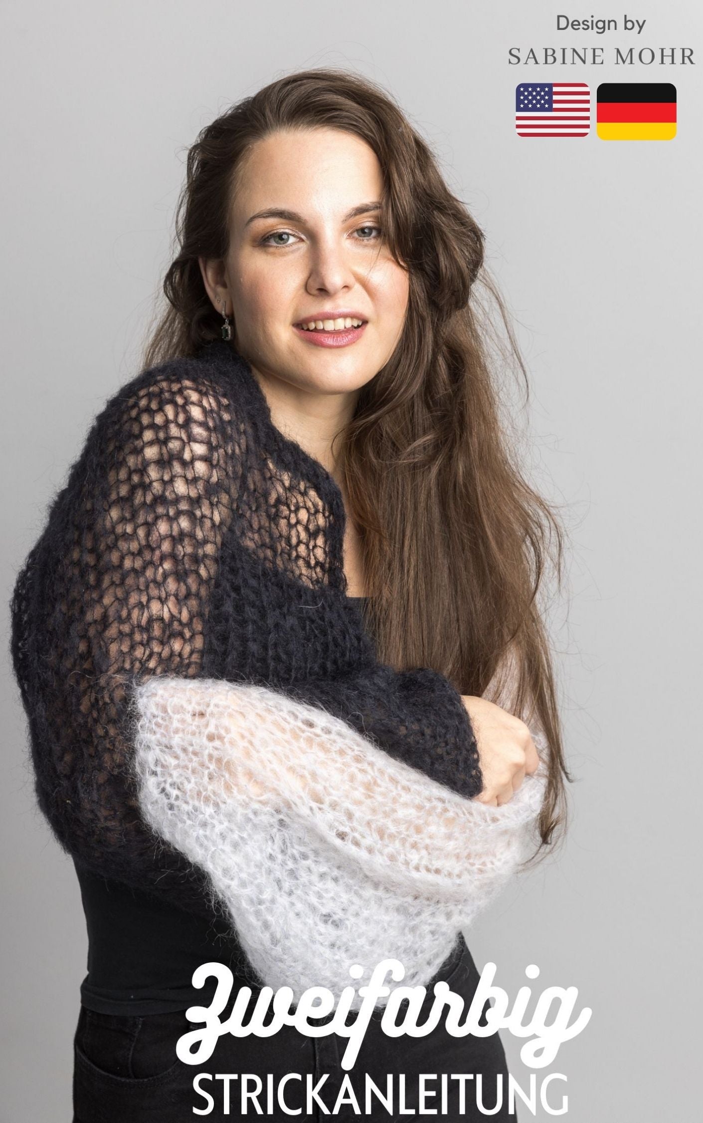 Strickanleitung für einen zweifarbigen Bolero aus Mohair - Beemohr