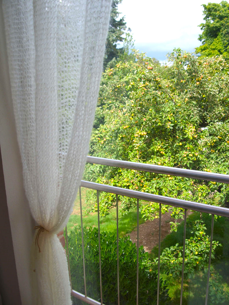 Aussicht aus dem Fenster in den Garten Beemohr