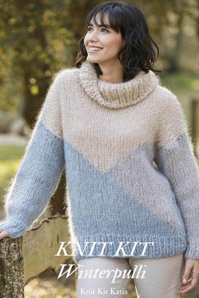 KNIT KIT: Rollkragenpullover zum selber stricken aus Mohair INGENUA von Katia - Beemohr