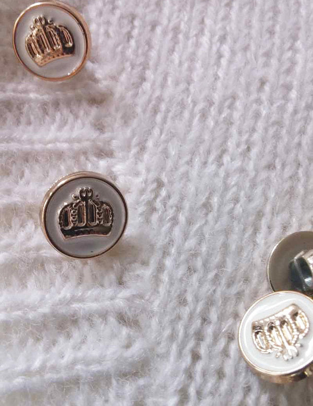 Knöpfe für Königinnen weiß mit goldener Krone für festliche Jacken - Beemohr