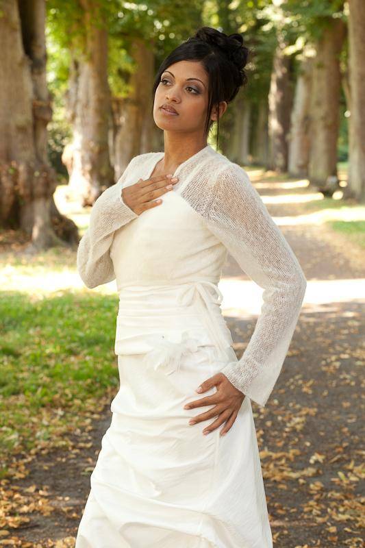 Lange Bolero Jacke zum Wickeln MAJA aus KASCHMIR mit weitem Arm - Beemohr