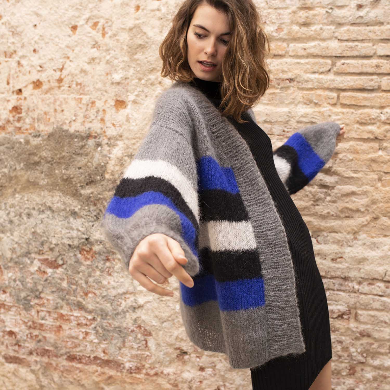 KNIT KIT: Lange Mohair Strickjacke INGENUA in mehreren Farben - Beemohr