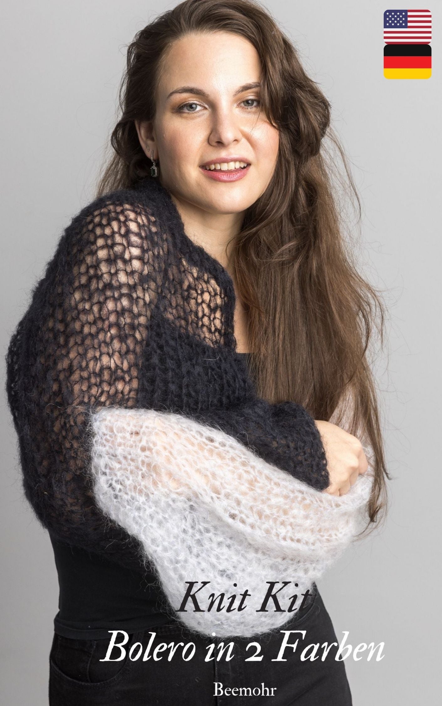Knit Kit: Zweifarbige Bolero Jacke DUETTA aus Ingenua Mohair - Beemohr