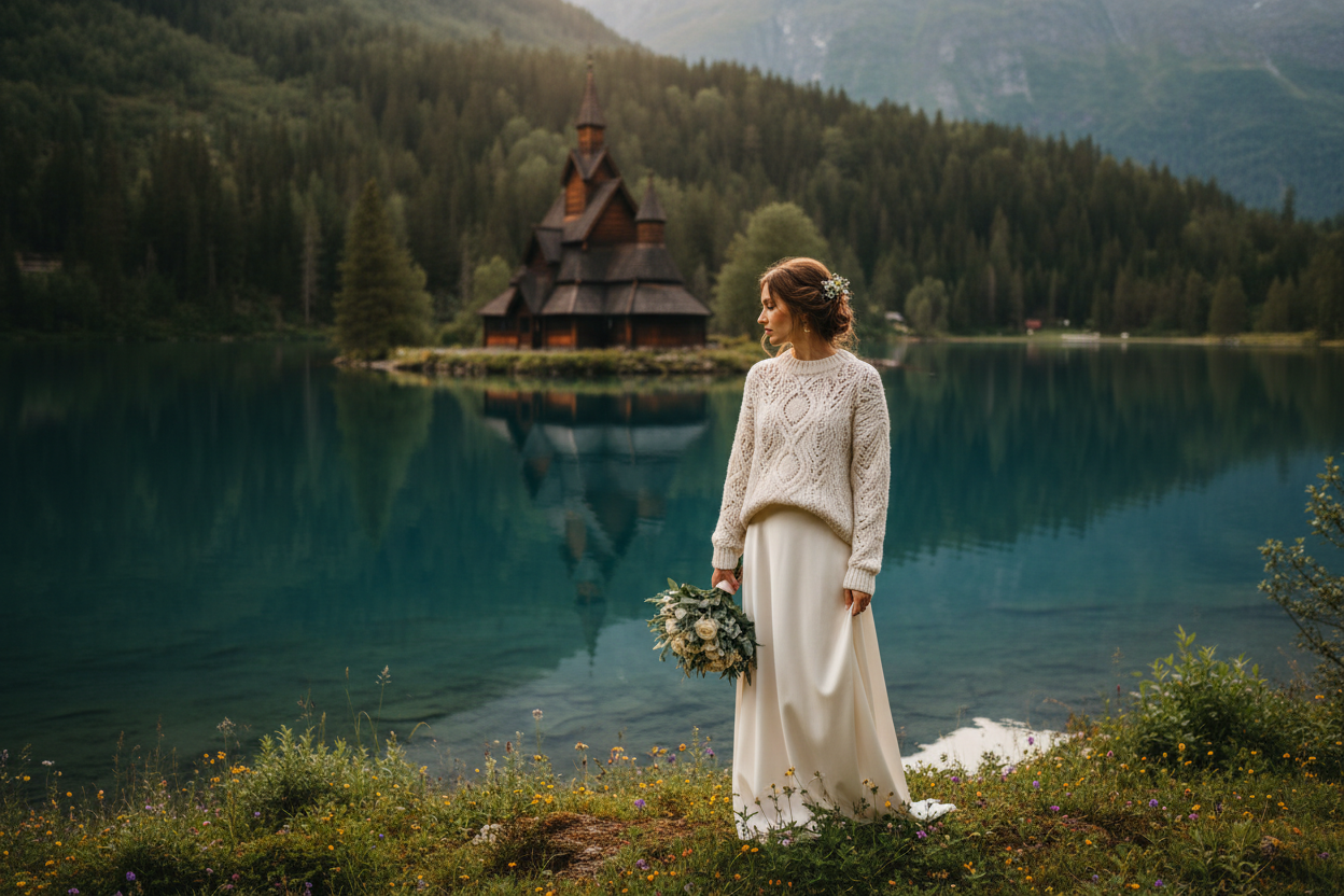Fotoshoot in Norway wedding knit sweater