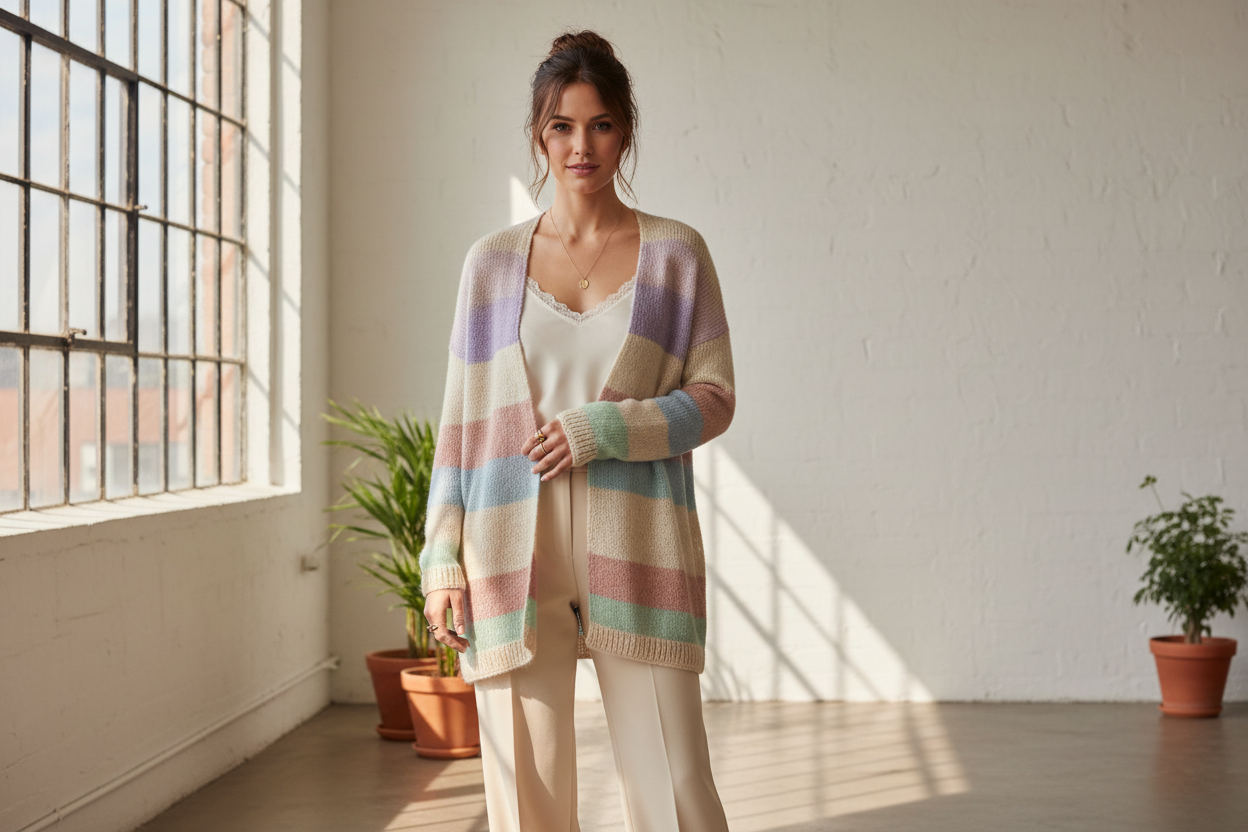 Handgestrickte Baby-Alpaka-Strickjacke in Pastellfarben – Casual Line von beemohr