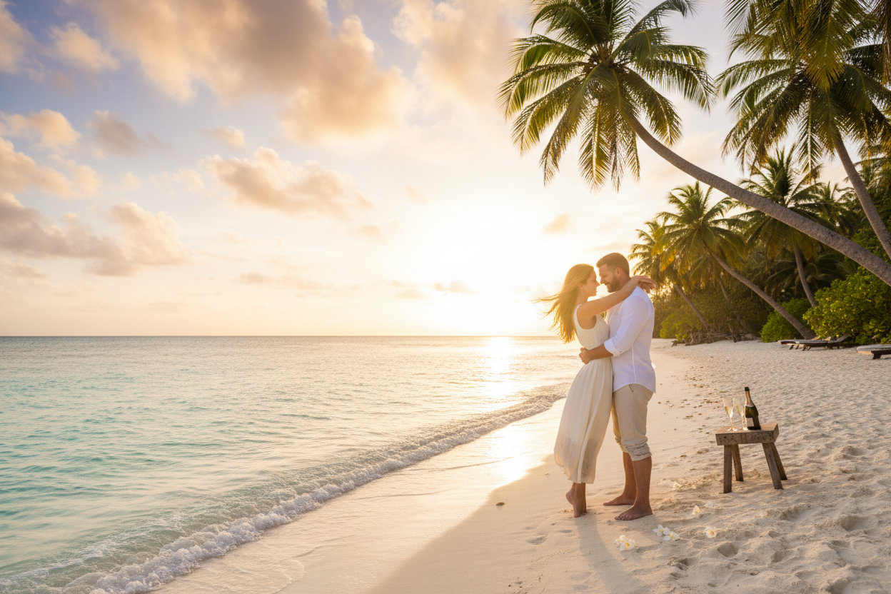 Flitterwochen mit Strand und Meer