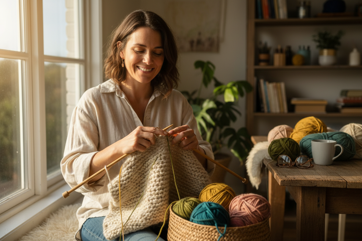 knitting pattern and wool