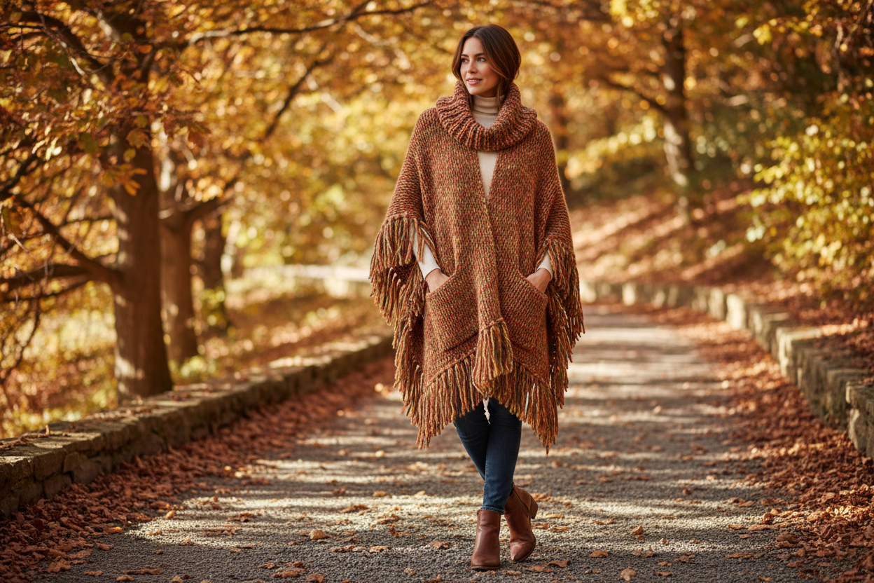 Strickanleitungen für Pullover, Poncho und Schals