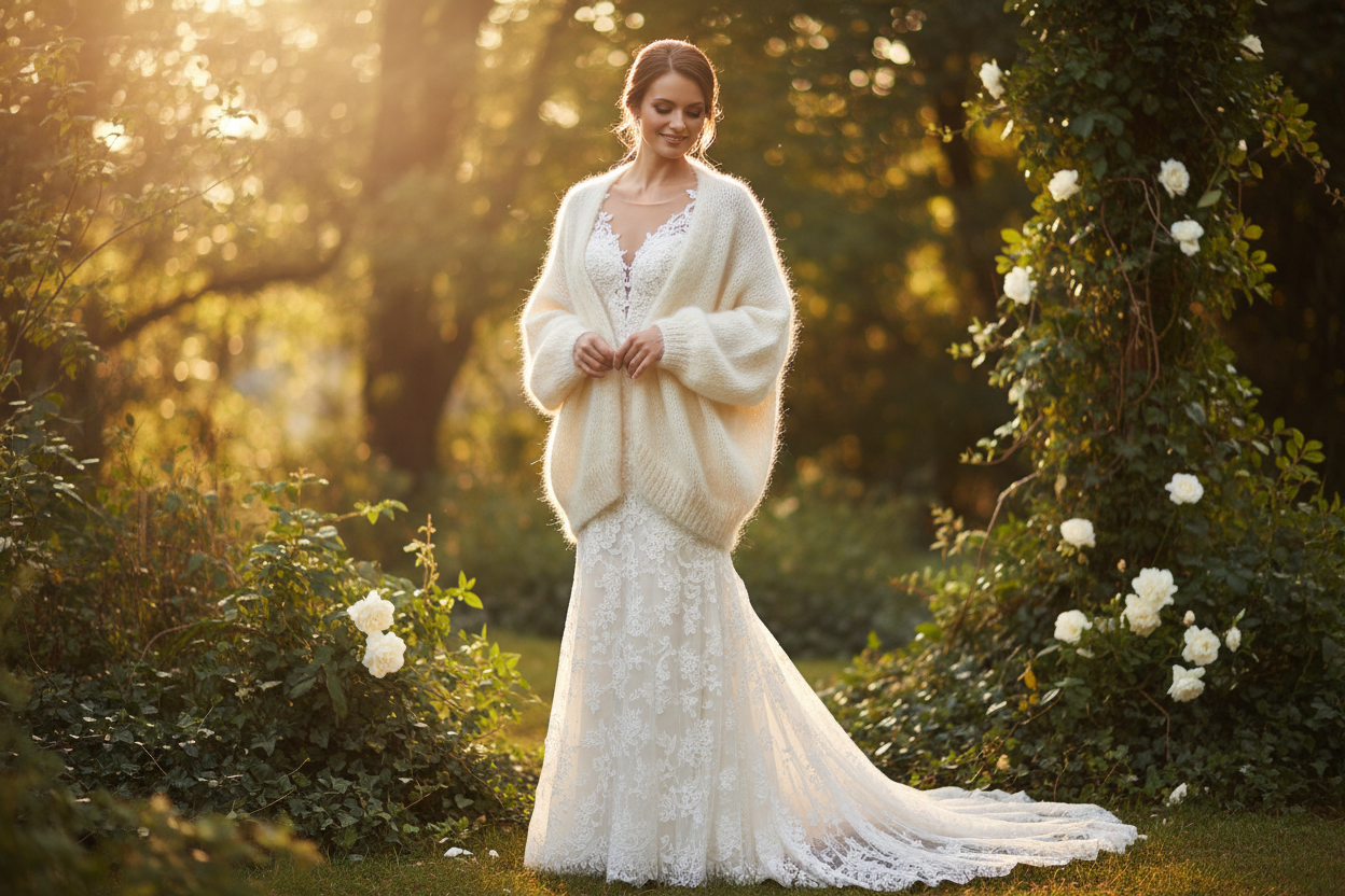 Traumhochzeit mit einem Brautbolero selbst gestrickt