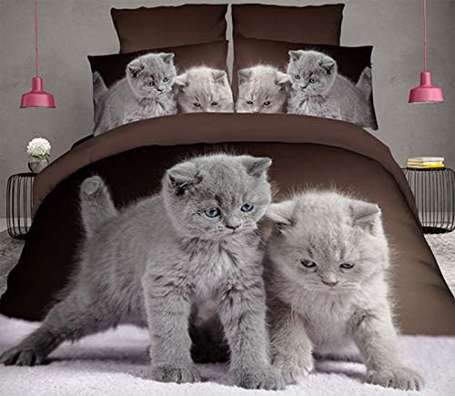 Bedruckte Bettwäsche mit Kitten BKH grau