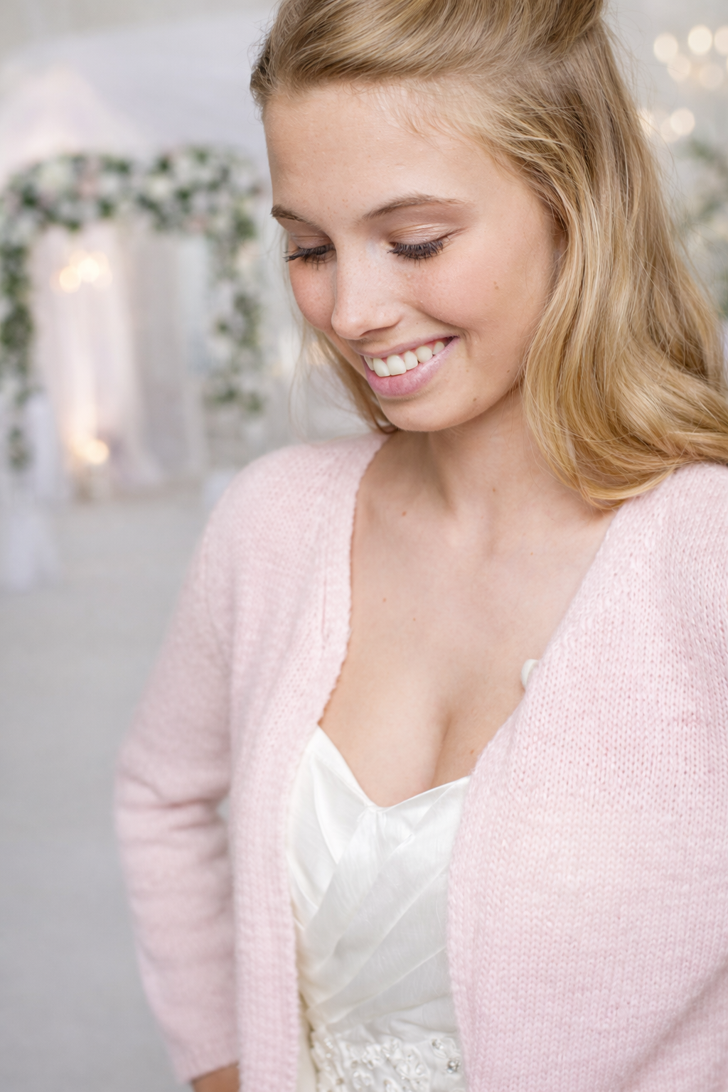 Brautcardigan rosa stricken