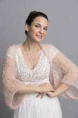 Bridal jacket knitted with mohair