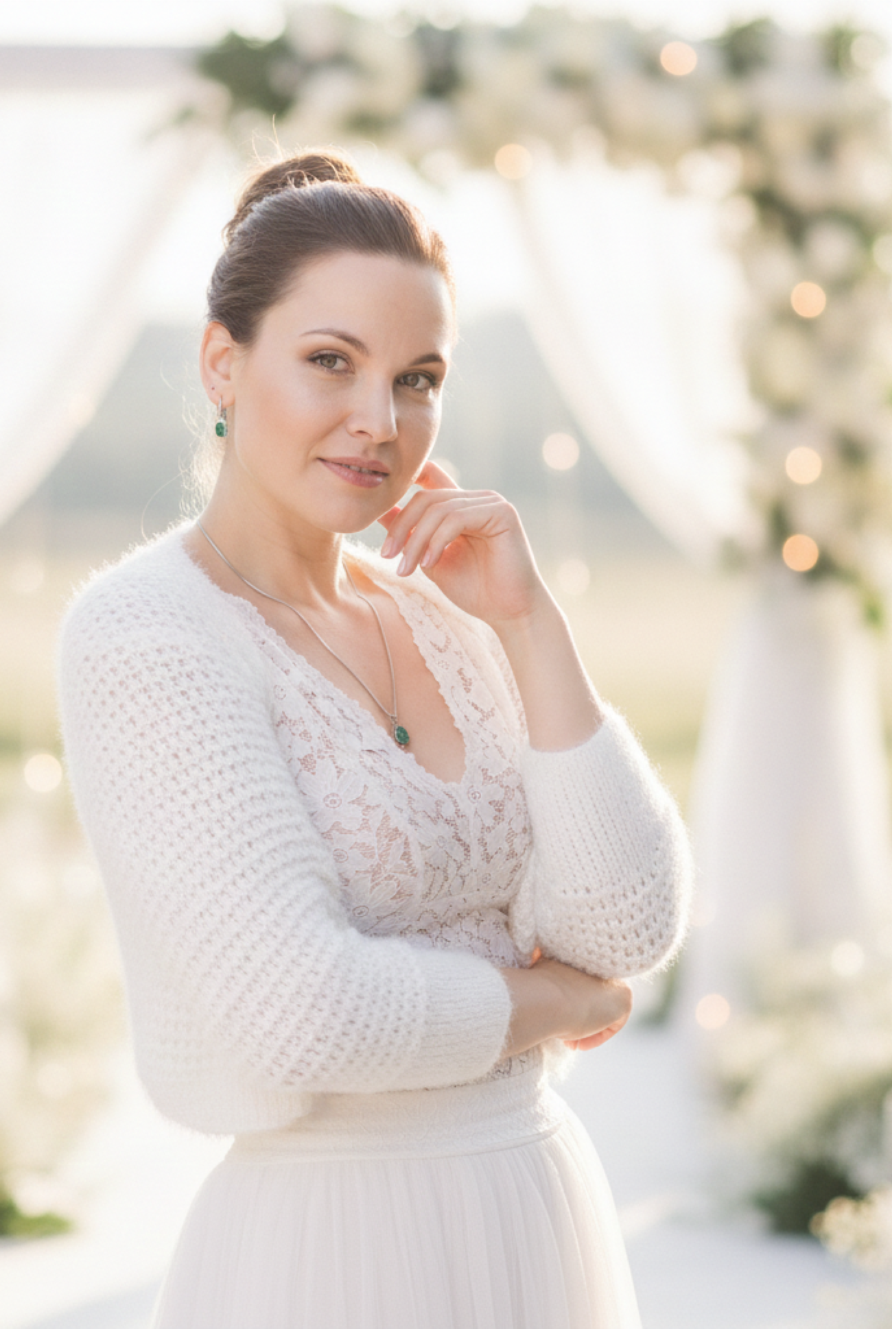 Cozy bolero knitted for brides by beemohr