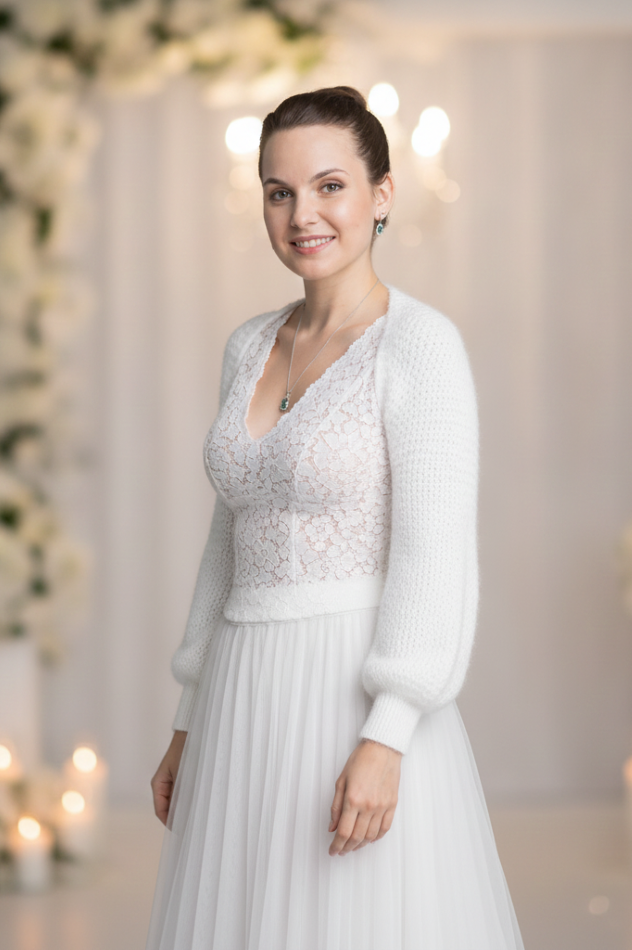 Bolero gestrickt für Hochzeiten weich und kuschelig Langarm