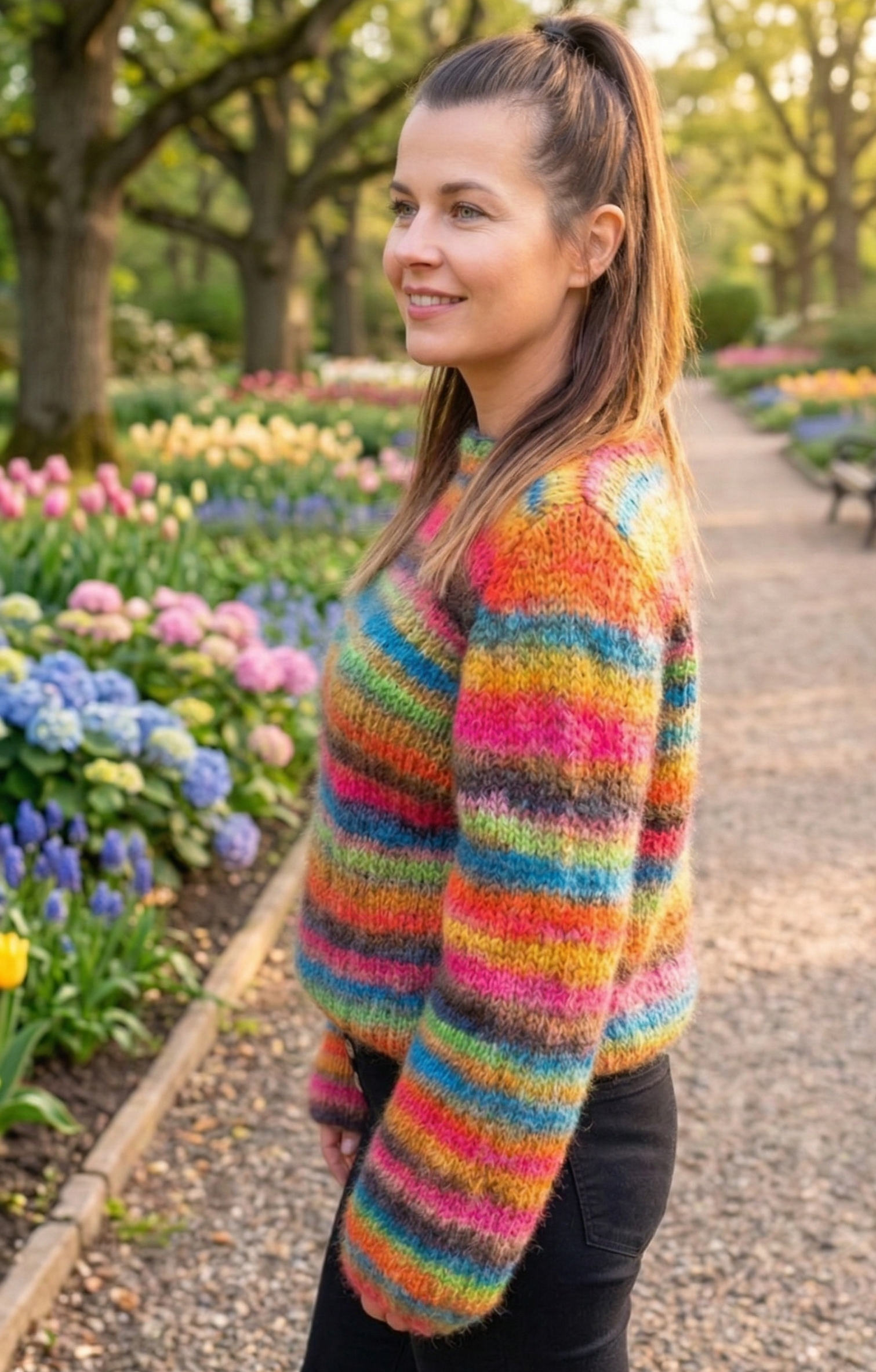 Bunter Pullover aus Reikiewolle
