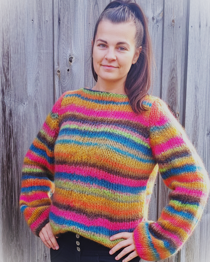 Bunter Pullover aus Reikiewolle