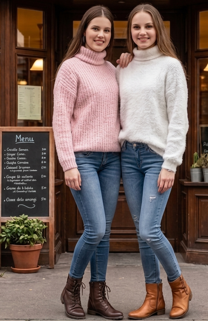 Cozy knit sweater with turtle neck white