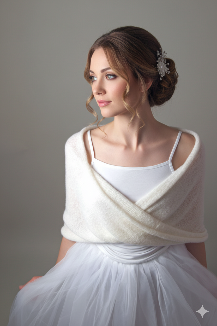 Brautstola ivory mit Twist