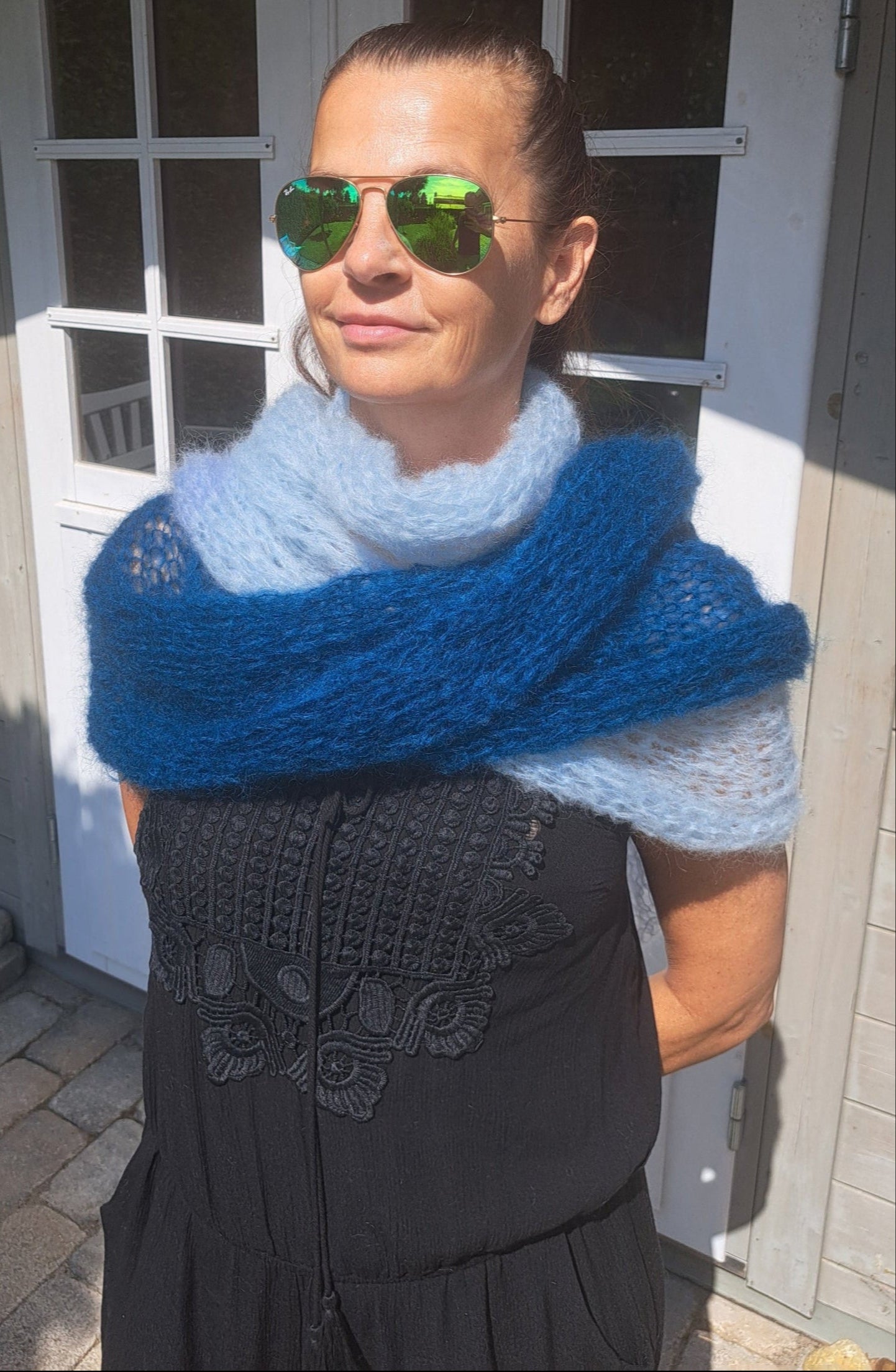 Stola in blau hellblau petrol