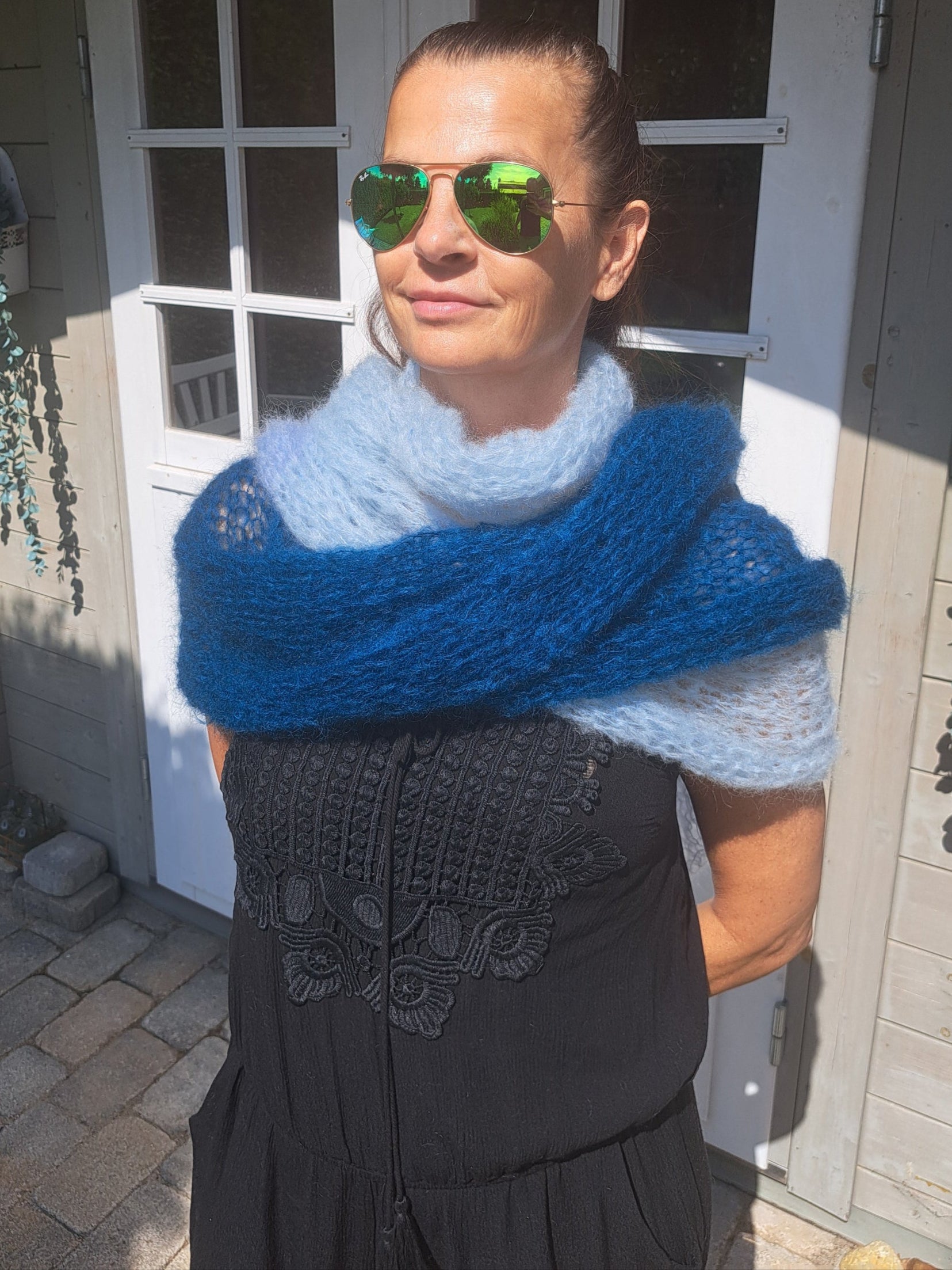 Stola in blau hellblau petrol