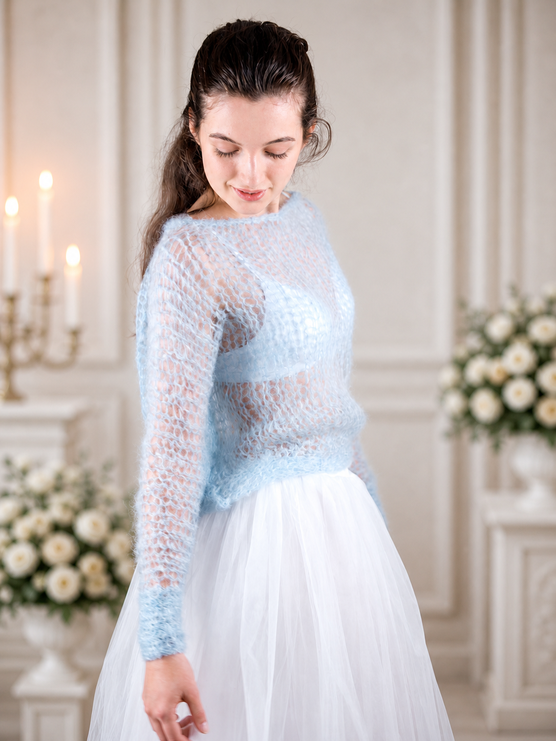 Strickmuster Mohairpullover für die Braut einfach durchschimmernd