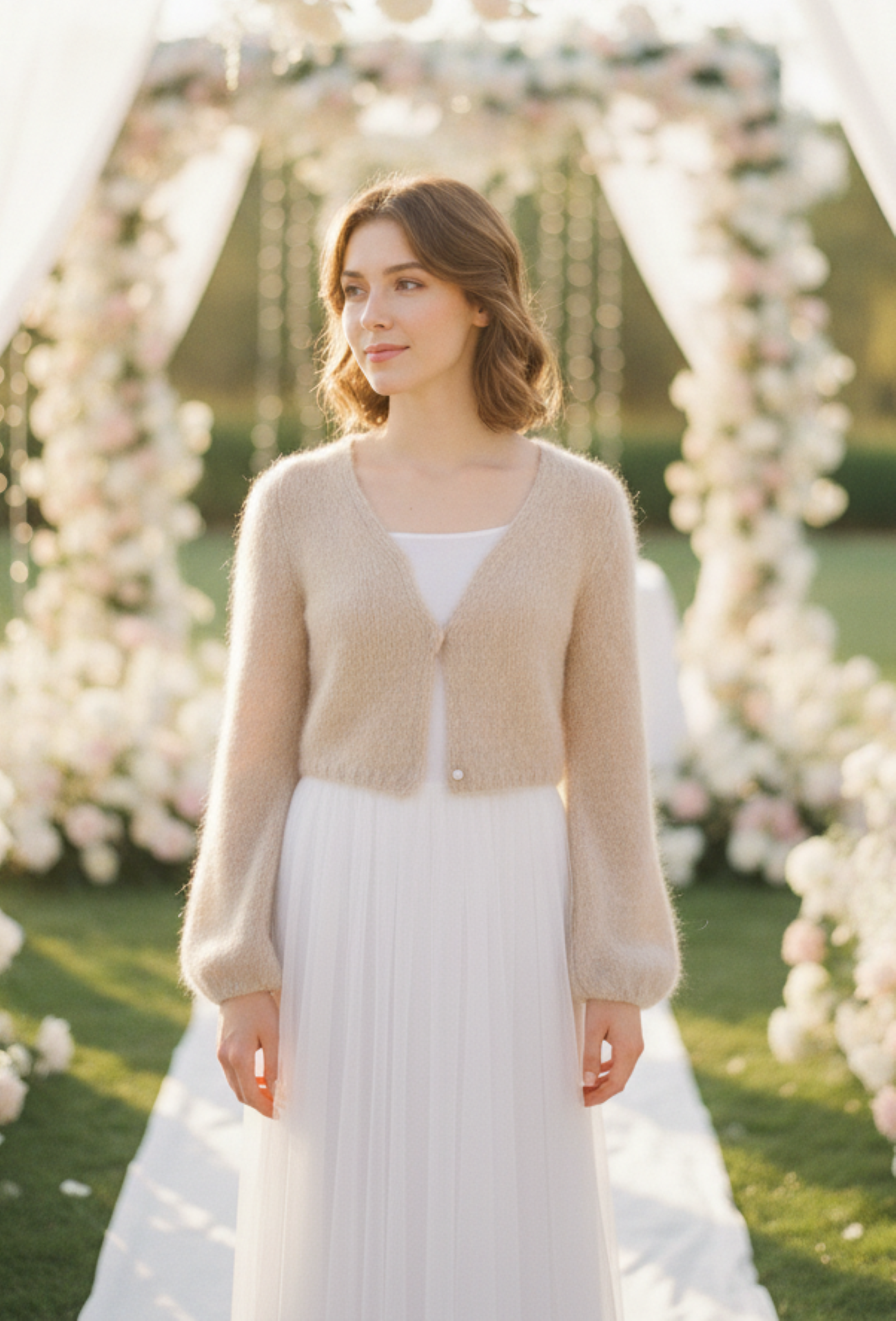 Cardigan mit Ballonärmeln für die Strickanleitung von Beemohr