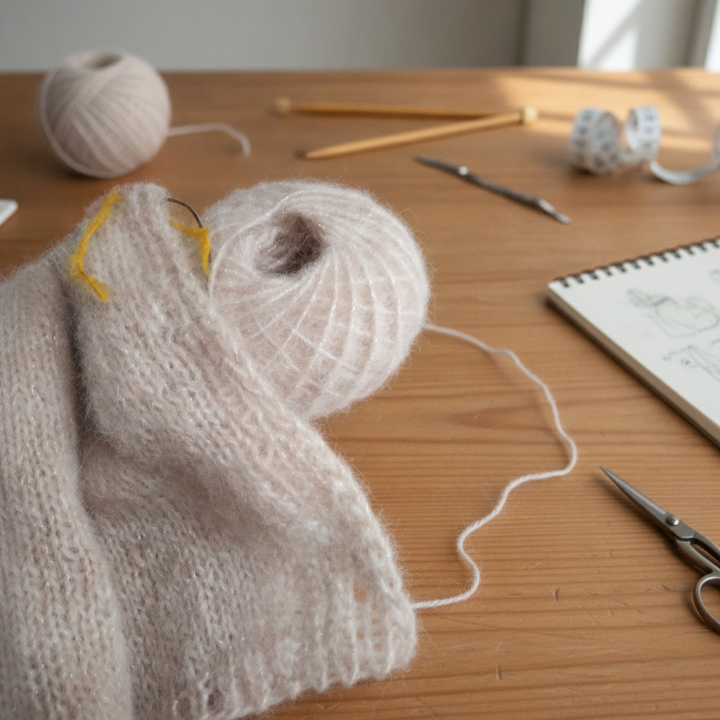 Alpaka Strickjacke PIA mit Ballonarm – PDF Strickanleitung Alpaca Silver Katia