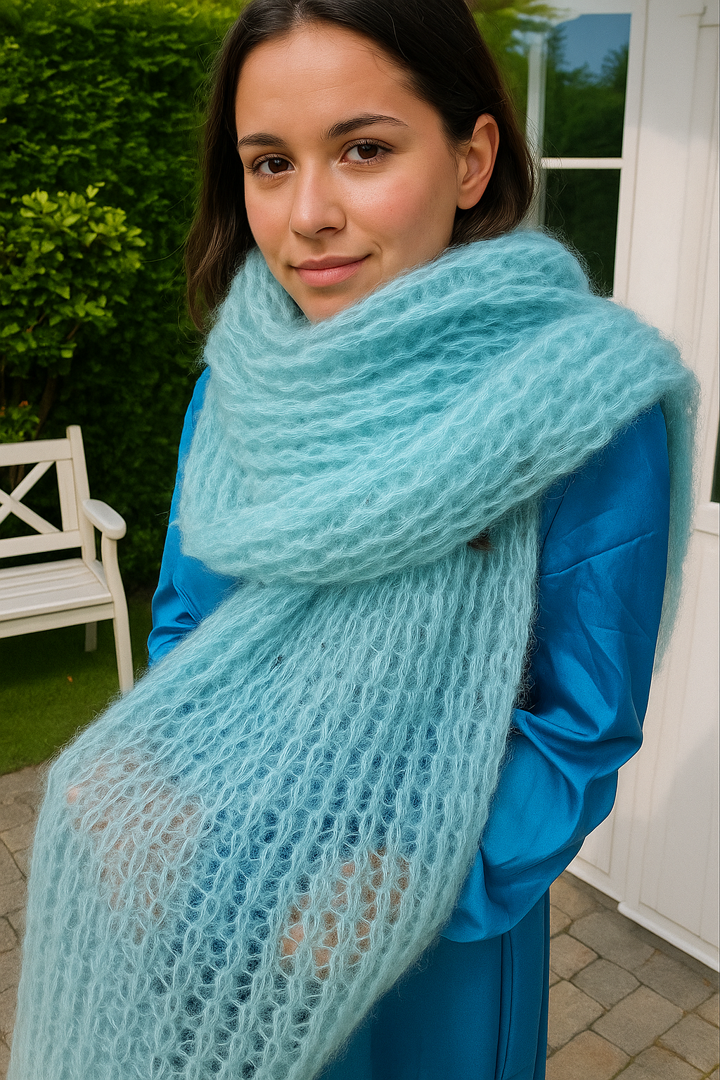 Stola aus Mohair einfach zu stricken