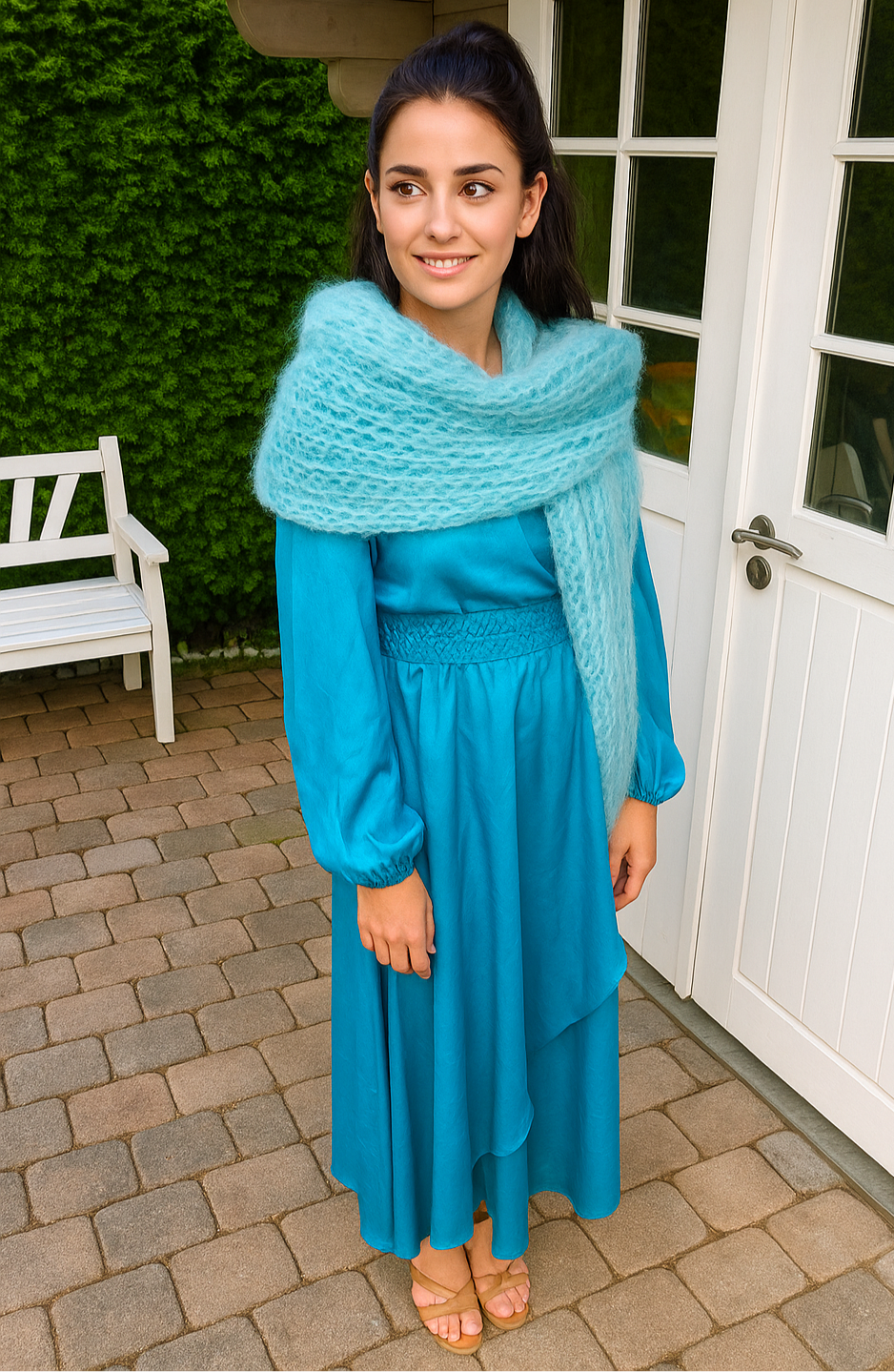 Handgestrickte Mohair Stola